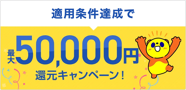 適用条件達成で最大50,000円還元キャンペーン！
