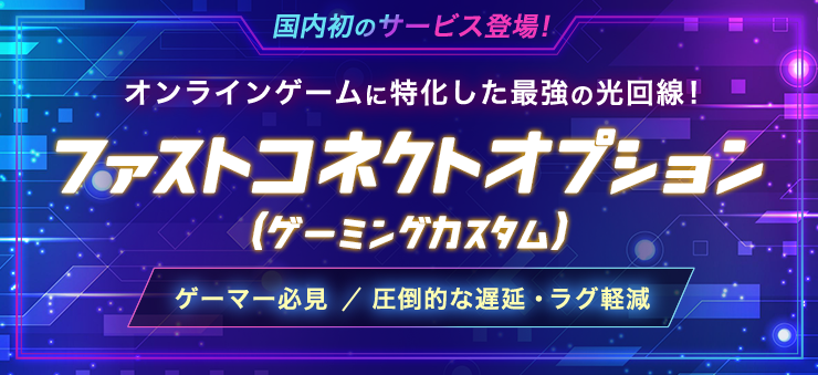 国内初のサービス登場！オンラインゲームに特化した最強の光回線！ファストコネクトオプション(ゲーミングカスタム)