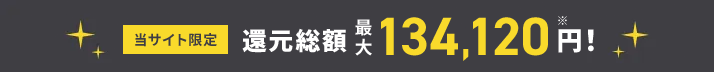 当サイト限定 還元総額最大134,120円！