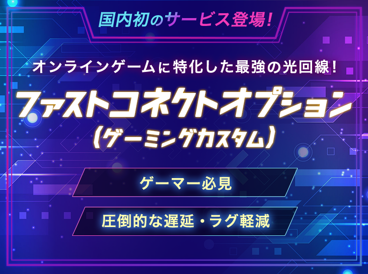 国内初のサービス登場！オンラインゲームに特化した最強の光回線！ファストコネクトオプション(ゲーミングカスタム)