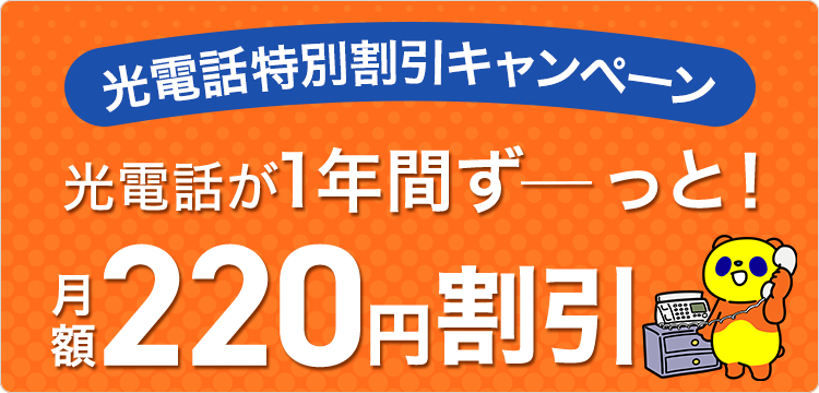 光電話特別割引キャンペーン 光電話が1年間ずーっと！月額220円割引