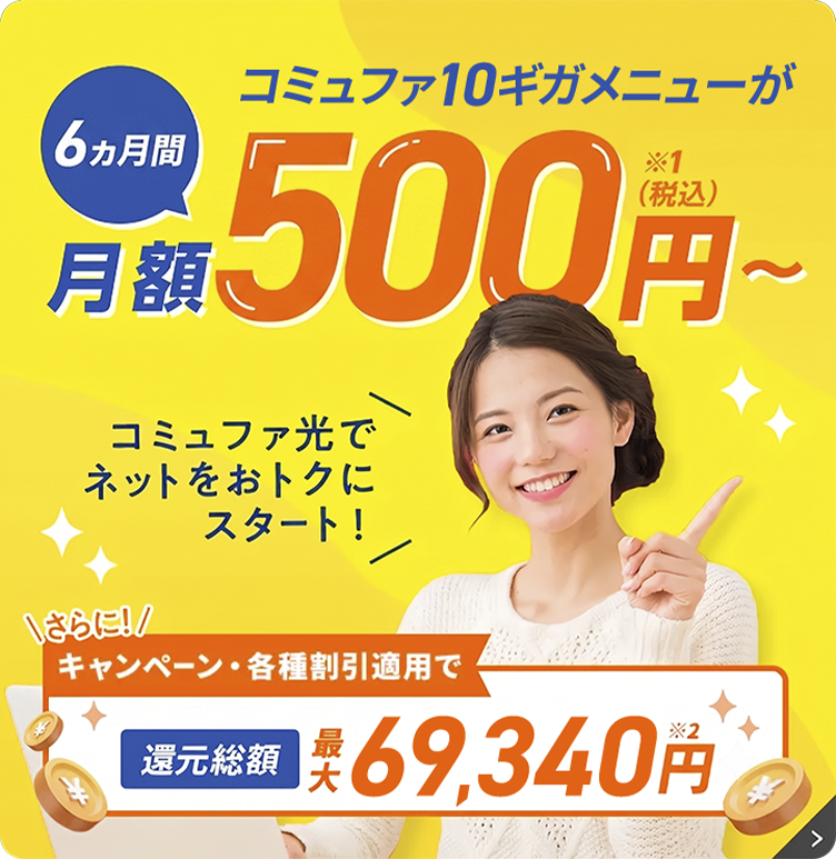 6カ月間月額500円（税込）～