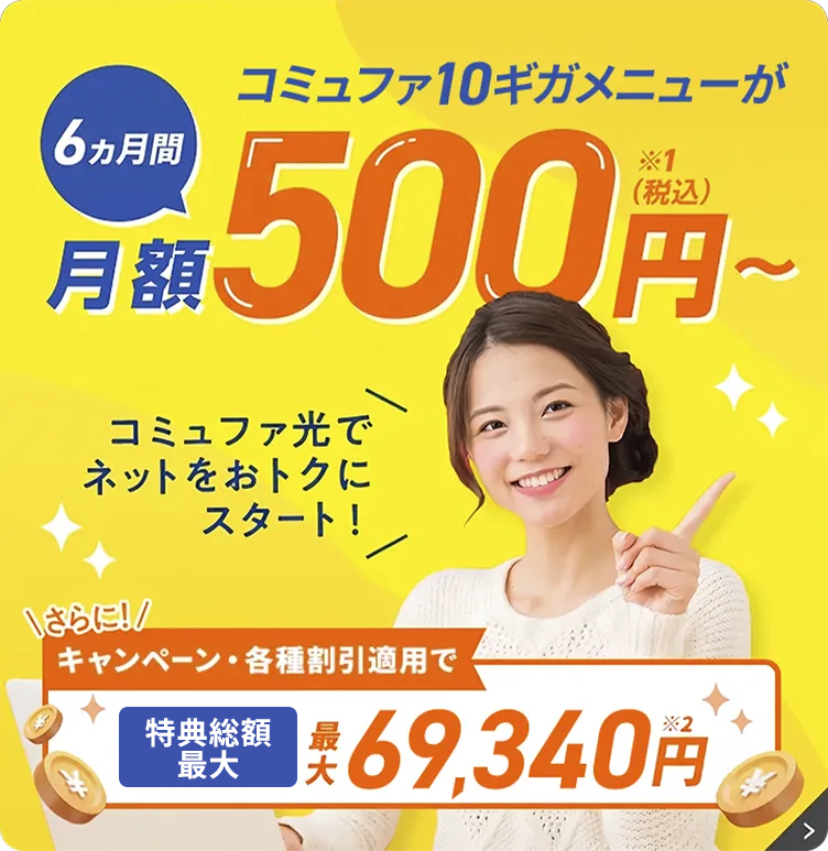 6カ月間月額500円（税込）～
