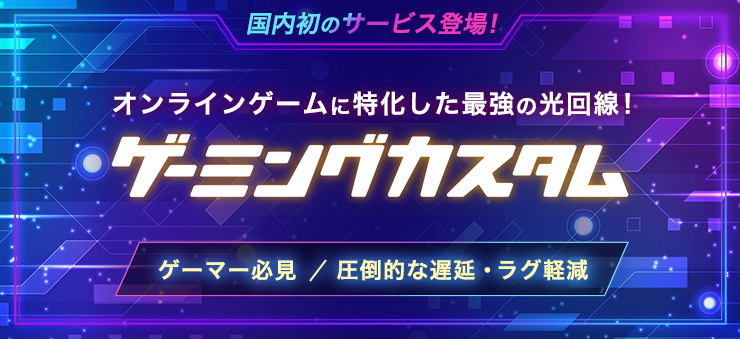 国内初のサービス登場!オンラインゲームに特化した最強の光回線!ゲーミングカスタム オンラインゲームに特化した最強の光回線!